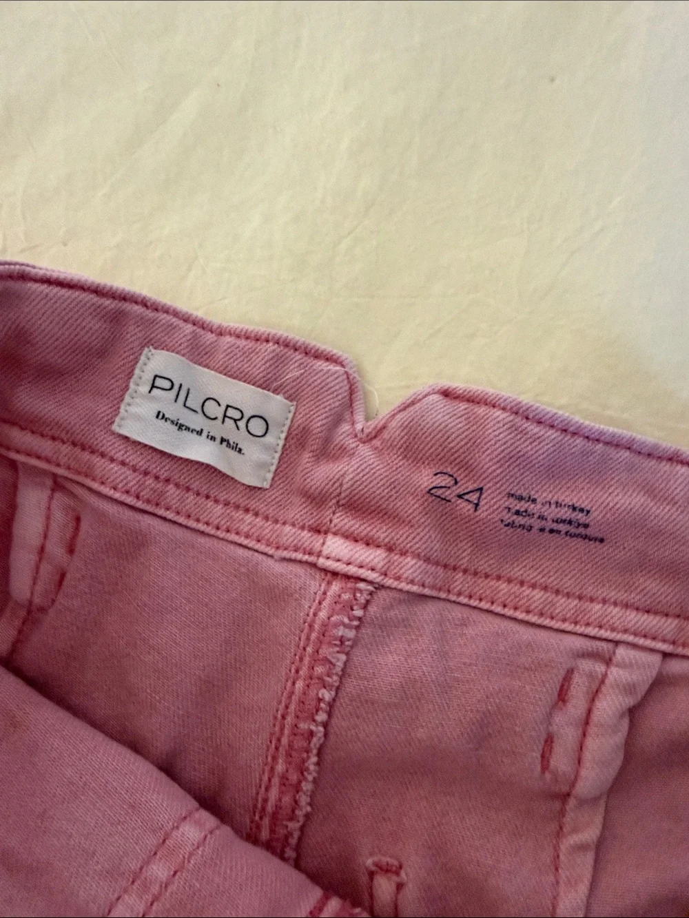 Anthropologie Pink Denim Shorts with Back Buckle Detail - Picture 3 of 3